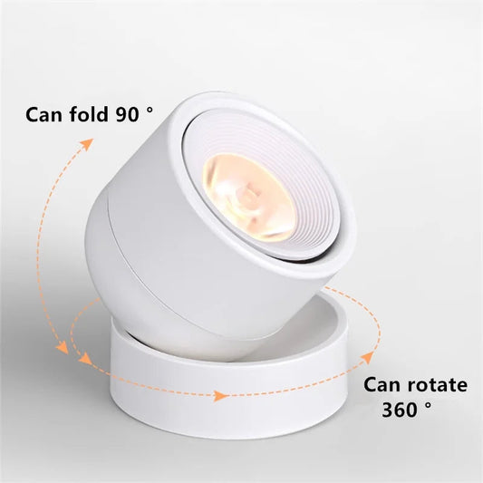 360 ° Rotatable And Foldable LED Downlights Dimmable 7W10W12W15W20W Surface Mounted Ceiling Lamp COB Spotlight AC85V-260V CRI 98 Lighting Depot