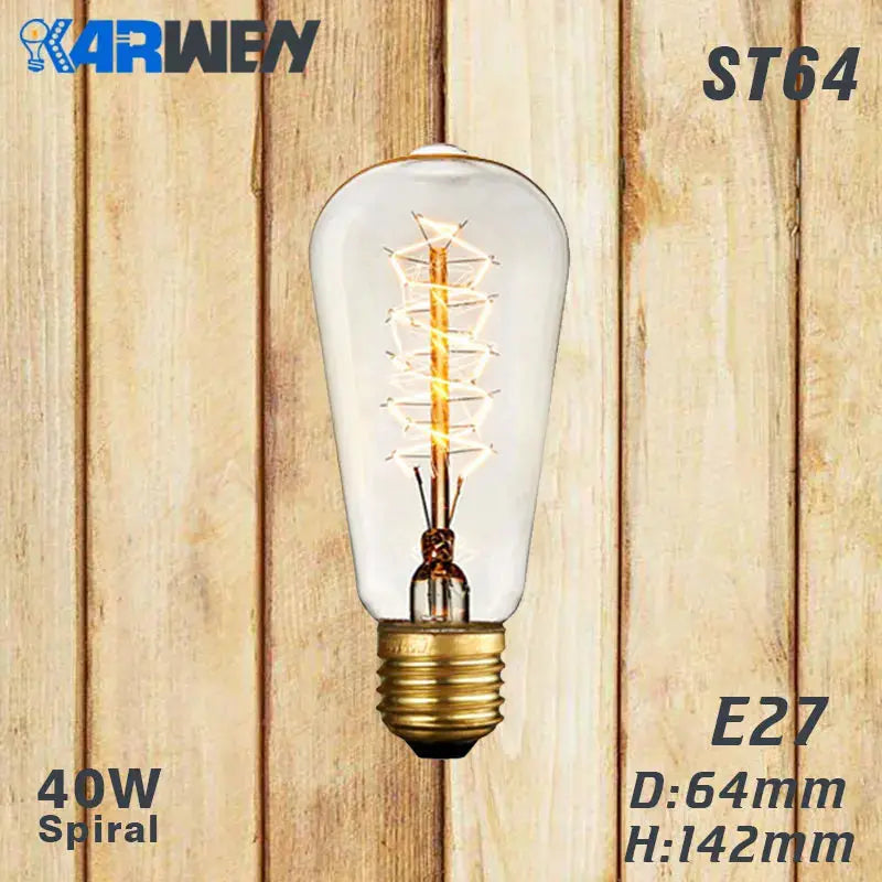 Edison Bulb E27 Incandescent Retro Lamp 40W 220V ST64 A19 T45 T10 G80 G95 Antique Vintage Bulb Edison Lamp filament Light bulb Lighting Depot