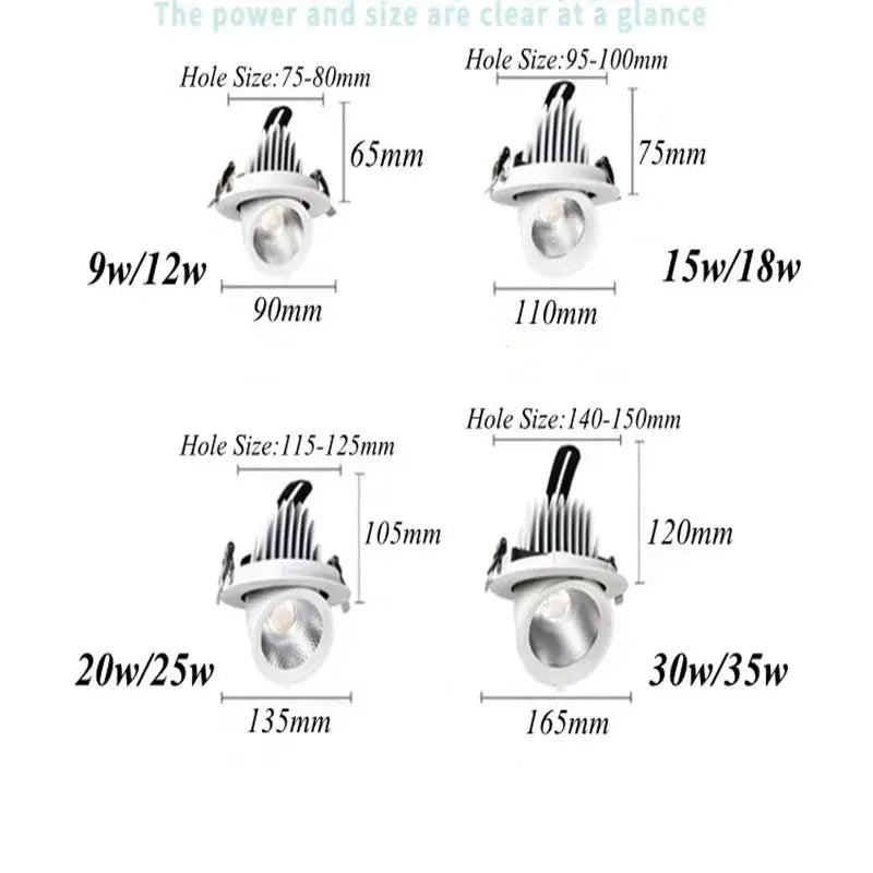 LED Downlight Super Bright Recessed LED Dimmable COB 9W 12W 15W 18W 220v LED Spot light LED decoration Ceiling Lamp Lighting Depot