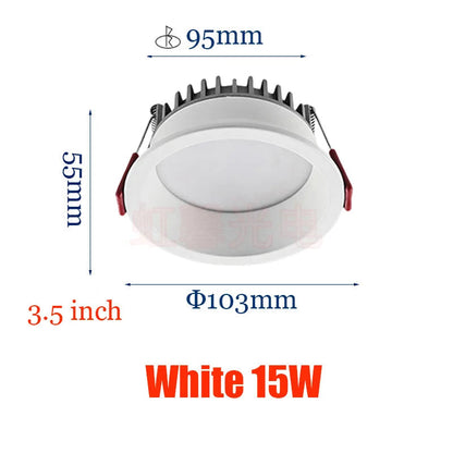 Dimmable Recessed LED Downlights Anti-Glare Ceiling Lights 9W 12W 15W 20W Background Spotlights AC85~265V Bedroom Kitchen Foyer Lighting Depot