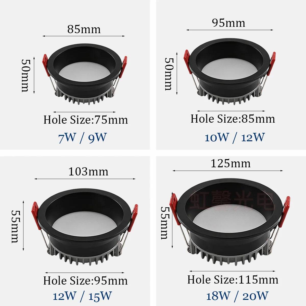 Dimmable Recessed LED Downlights Anti-Glare Ceiling Lights 9W 12W 15W 20W Background Spotlights AC85~265V Bedroom Kitchen Foyer Lighting Depot