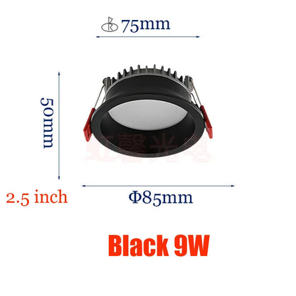 Dimmable Recessed LED Downlights Anti-Glare Ceiling Lights 9W 12W 15W 20W Background Spotlights AC85~265V Bedroom Kitchen Foyer Lighting Depot