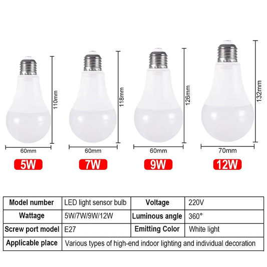 LED Bulb E27 5W 7W 9W 12W Dusk to Dawn Light Bulb 85-265V Security Light Automatic Light Sensor Outdoor Light Lighting Lighting Depot