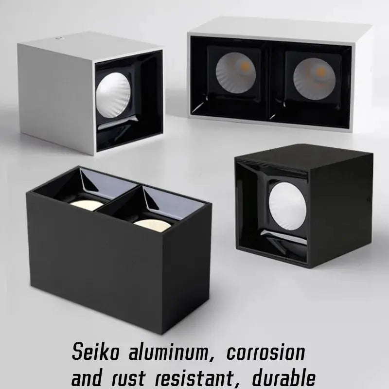 Square Surface Dimmable LED COB Downlight spotlight 7W10W 15W 18W AC110V 220V indoor lighting No opening LED Ceiling Spot lights The Lighting Depot