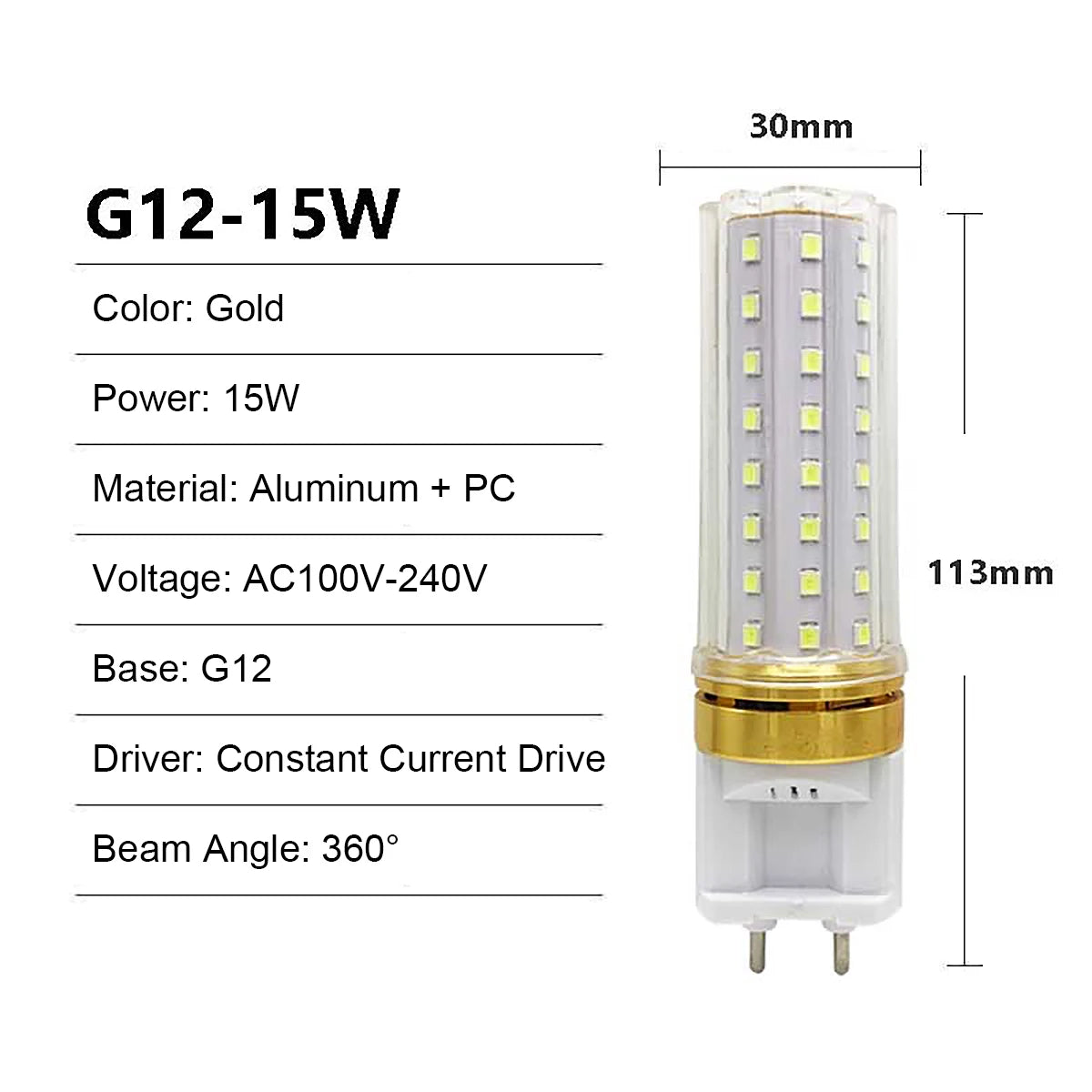 G12 LED Corn Light Bulbs 10W 15W 20W 2835 SMD Lamp High Power 120LEDs 85-265V with PC Cover Cold Warm White Replace Halogen Lamp Lighting Depot