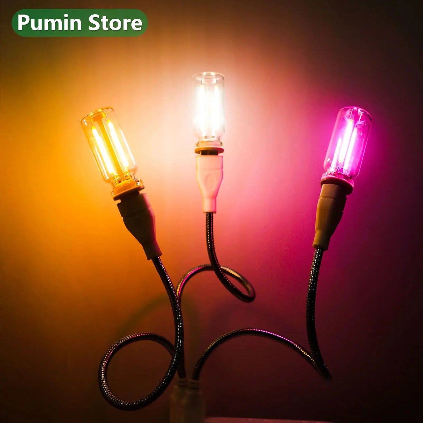 LED Night Light A set of Light Bulbs USB Bendable Night Light USB Metal Hose And Night Light Bulb Purple Pink Blue Green Lighting Depot