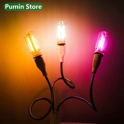 LED Night Light A set of Light Bulbs USB Bendable Night Light USB Metal Hose And Night Light Bulb Purple Pink Blue Green Lighting Depot