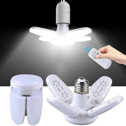 LED 4 Leaf Bulb E27 Collapsible Pendant Light 220V 110V Bombilla Storage Garage Kitchen Lighting High Brightness Remote Control Lighting Depot