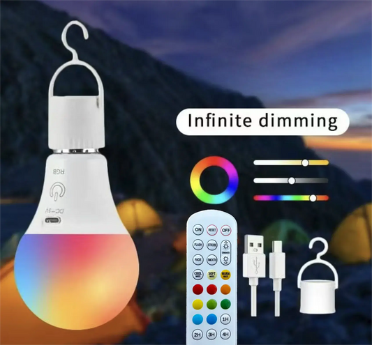 LED Rechargeable Light Bulb with Remote,Battery Operated Light Bulbs for Lamps,Smart RGB Color Changing Bulb with Hook, E26 Base Lighting Depot