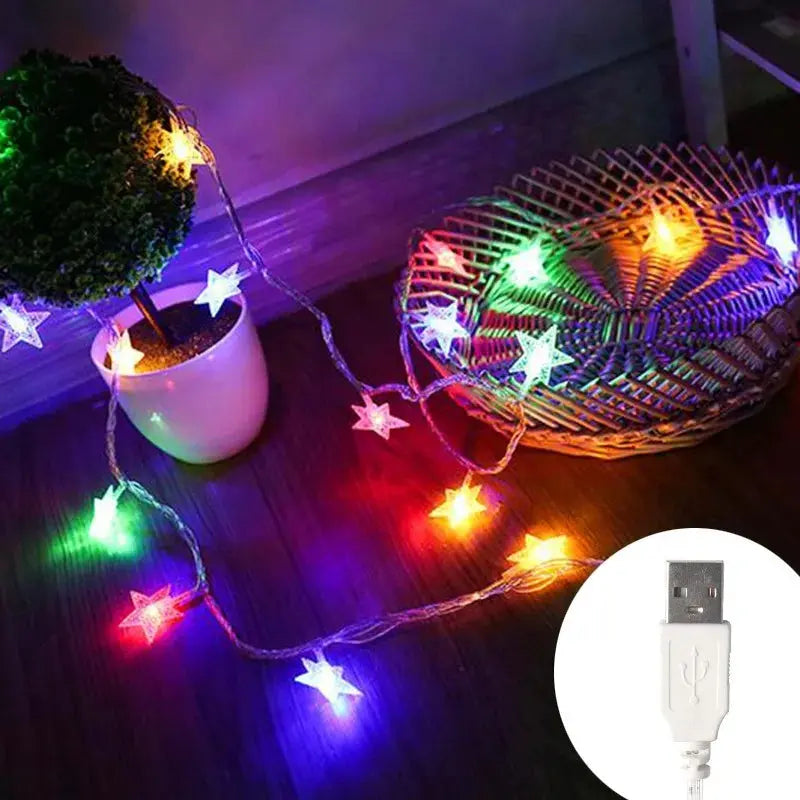 LED Star Fairy Lights Outdoor Chain Lights Garland Bulb String Lights Party Home Wedding Terrace Garden Christmas Decoration Lighting Depot