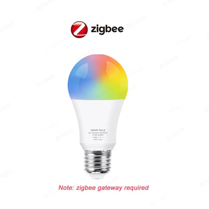 Tuya Wifi Smart Bulb Alexa Lamp 15W 18W Zigbee E27 RGB WW CW Smart Led Light Bulbs For Google Assistant Smart Life App Home Deco Lighting Depot