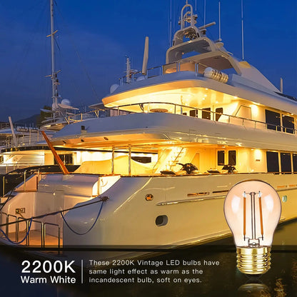 Sphoon Low Volts DC 12V LED Light Bulbs Amber Glass Warm White 2200K E27 B22 Base Vintage Lamp Bulb For Camping Battery System Lighting Depot