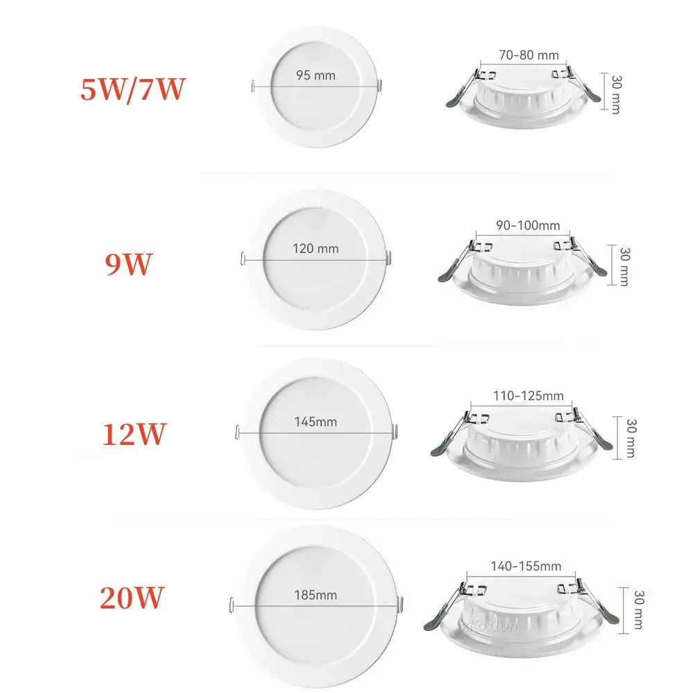 LED Downlight Recessed Ceiling Lamp 7W 9W 12W 20W AC220V Cold White LED Spotlight for Living Room Corridor Bathroom Kitchen Lighting Depot