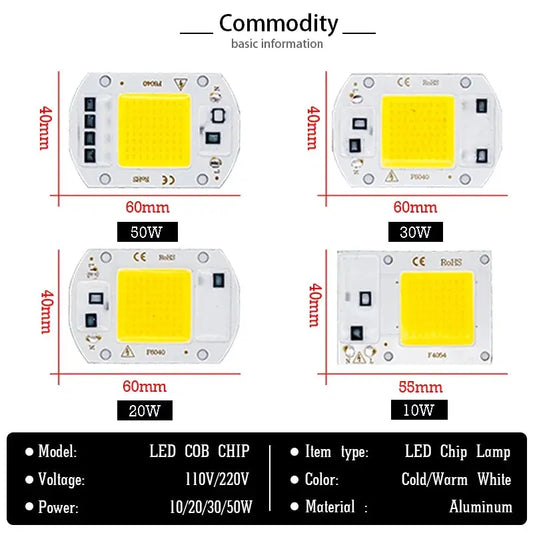 10W 20W 30W 50W AC 110V 220V COB Module LED Chip Diodes Lamp Bulb for Outdoor Focus Spotlight Garden Integrated Light Beads Lighting Depot