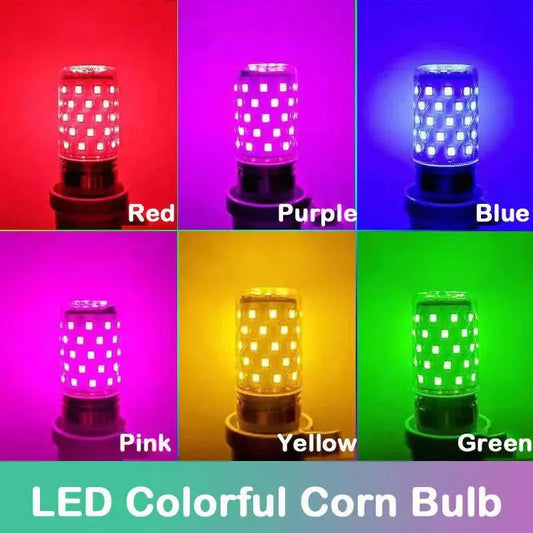 Bulb E27 LED Colorful Corn Bulb 12W Pink Red Blue Green Purple Golden 7Colors Lamp AC 220V Bulb Chandelier Decoration Lighting Depot