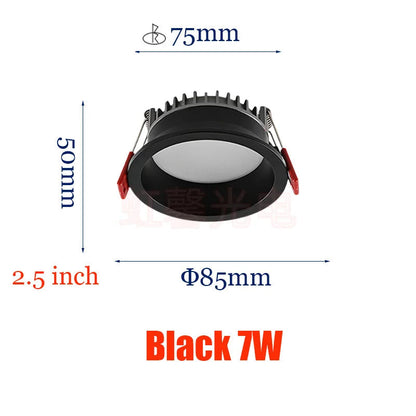 Dimmable Recessed LED Downlights Anti-Glare Ceiling Lights 9W 12W 15W 20W Background Spotlights AC85~265V Bedroom Kitchen Foyer Lighting Depot