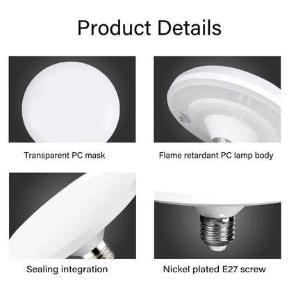 LED Bulb 220v E27 Base Household Energy Saving Lamp 20W 30W 40W 60W 100W Indoor Lighting Flying Saucer Light Ampoule E27 Lighting Depot