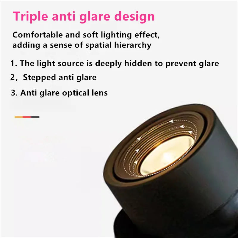 360 ° Rotatable And Foldable LED Downlights Dimmable 7W10W12W15W20W Surface Mounted Ceiling Lamp COB Spotlight AC85V-260V CRI 98 Lighting Depot