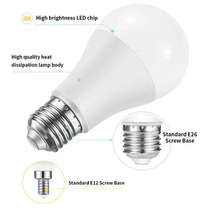 6pcs E26 E12 LED Bulb 20W 18W 15W 12W 9W 6W 3W Lampada LED Light AC 110V Bombilla Lighting Cold/Warm White Lamp For Home Lighting Depot