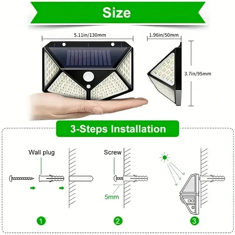 100 LED Outdoor Solar Lamp Outdoor Garden Decoration Solar LED Light Waterproof Sunlight Powered Spotlight with Motion Sensor Lighting Depot