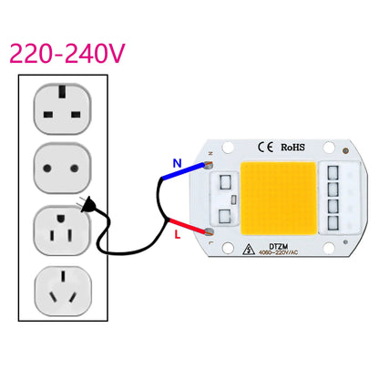 LEDCOB 5W Chip 50w led bulb High Power led 220v 10W 20W 30W light bulbs Lamp 220V LED matrix For Outdoor Indoor FloodLight White Lighting Depot