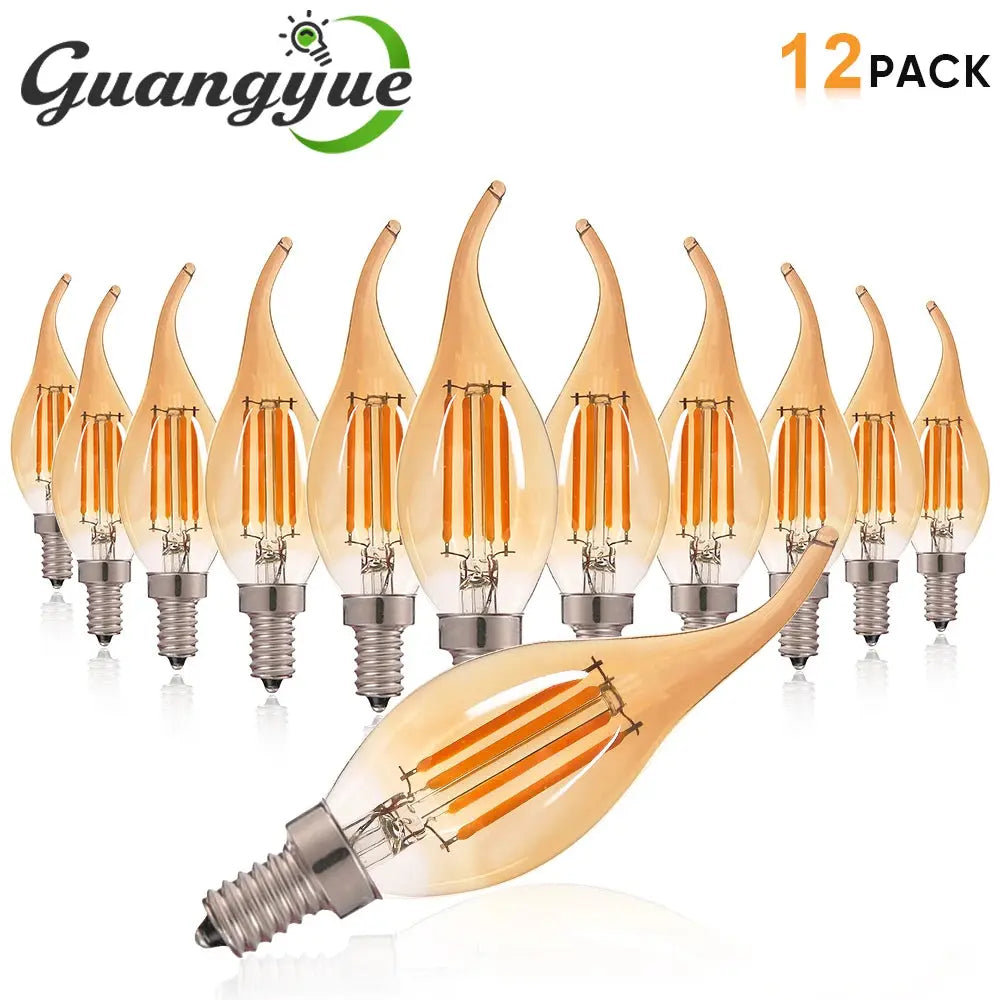 LED Filament Bulb 4W Edison C35 E14 E12 2700K Warm White Retro Amber Glass Light Bulbs 220V 110V Incandescent Replacement Lights Lighting Depot