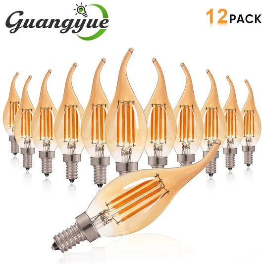 LED Filament Bulb 4W Edison C35 E14 E12 2700K Warm White Retro Amber Glass Light Bulbs 220V 110V Incandescent Replacement Lights Lighting Depot