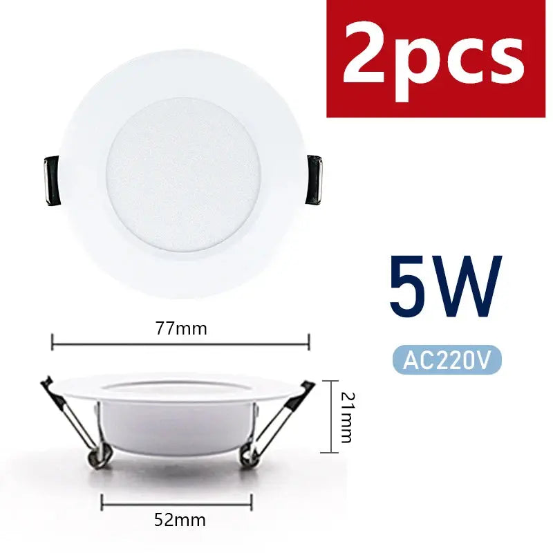 2pcs LED Downlight 5W 7W 9W 12W 15W AC220V Round Recessed Led Spotlight Aluminum Lighting Bedroom Kitchen Indoor Celling Lamp Lighting Depot