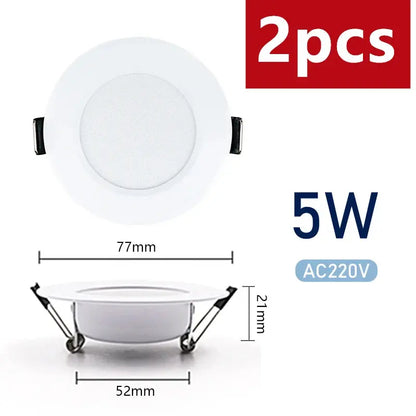 2pcs LED Downlight 5W 7W 9W 12W 15W AC220V Round Recessed Led Spotlight Aluminum Lighting Bedroom Kitchen Indoor Celling Lamp Lighting Depot