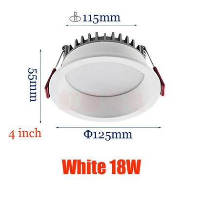 Dimmable Recessed LED Downlights Anti-Glare Ceiling Lights 9W 12W 15W 20W Background Spotlights AC85~265V Bedroom Kitchen Foyer Lighting Depot