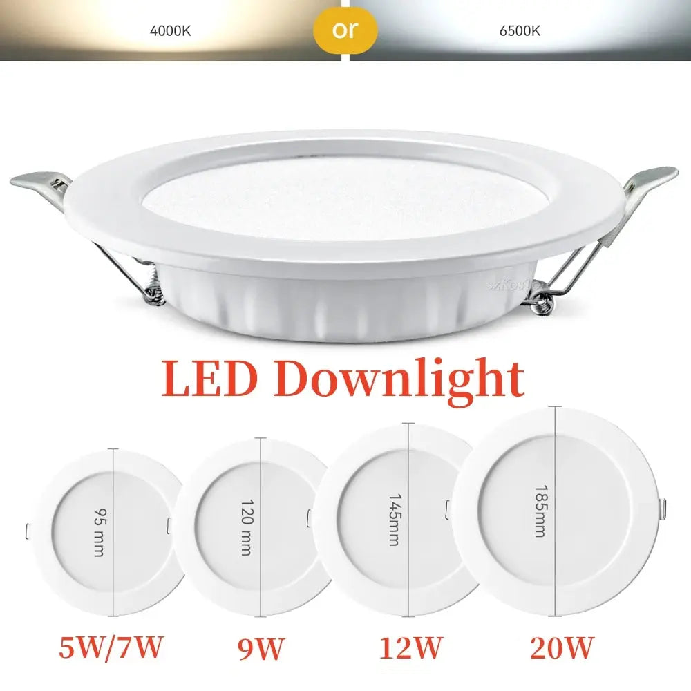 LED Downlight Recessed Ceiling Lamp 7W 9W 12W 20W AC220V Cold White LED Spotlight for Living Room Corridor Bathroom Kitchen Lighting Depot