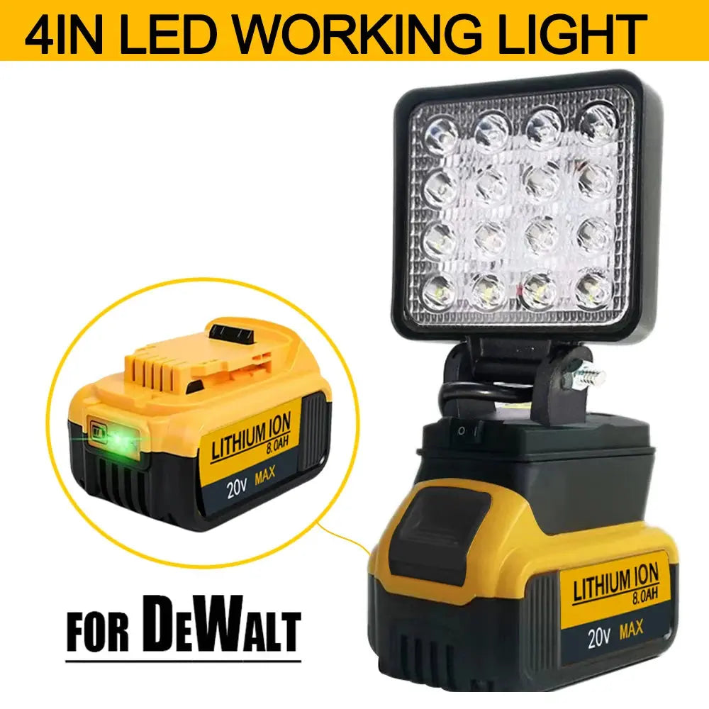Led Light For Dewalt 18V Battery Portable Spotlight Cordless Outdoor Work Fishing Handheld Emergency ToolLight No Battery No USB Lighting Depot