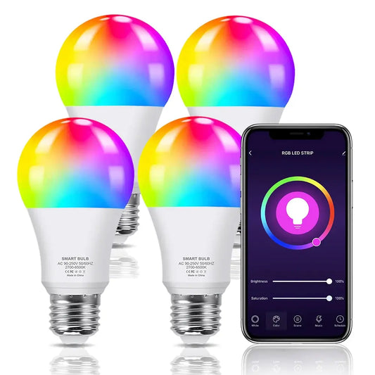 4pcs 18W 15W Zigbee Smart Light Bulb Tuya WiFi Bulb E27 Dimmable LED RGB Lamp Work with Alexa/Google Home Smart Life APP Control The Lighting Depot