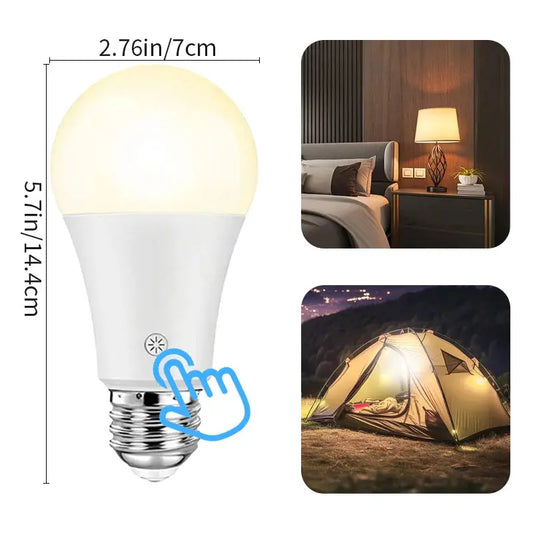 Rechargeable LED bulb, powered by E26 battery, with remote control and touch dimming, suitable for wall lights/outdoor/bedroom Lighting Depot