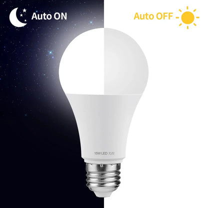 LED Led Bulb E27 AC 110V 220V Light Sensor Light Bulb 15W Dusk to Dawn Smart Auto ON/OFF Switch Day to Night Lamp For Home Decor Lighting Depot