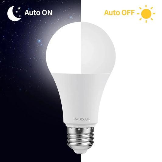 LED Led Bulb E27 AC 110V 220V Light Sensor Light Bulb 15W Dusk to Dawn Smart Auto ON/OFF Switch Day to Night Lamp For Home Decor Lighting Depot