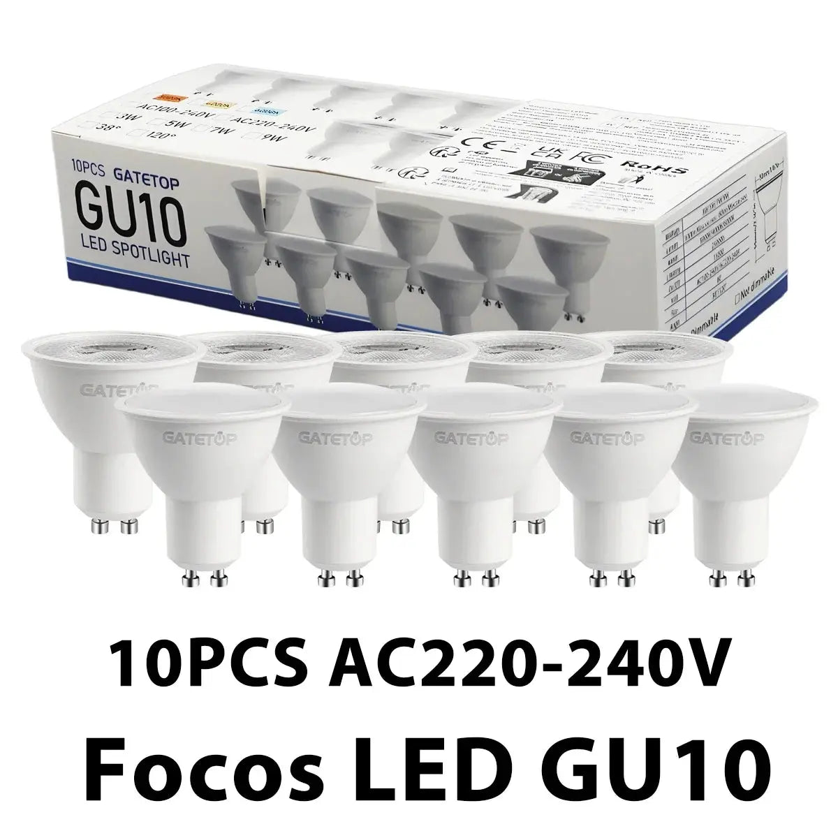 10 Pack Focos Gu10 SpotlightLampara 220V Lled Bulb  Wholesale 9W White Warm 3000k 6000K suitable for Home Commercial Buildings Lighting Depot