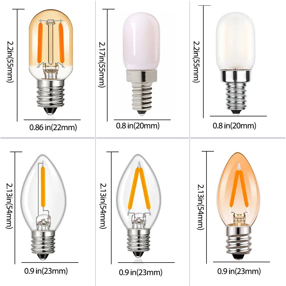 Edison Led Candle Bulb  E12 E14 110V 220V Dimmable C7 C7G T20M T22F T22G 0.5W 1W For Home Decor LED Lighting Lamp Ampoule Lights Lighting Depot