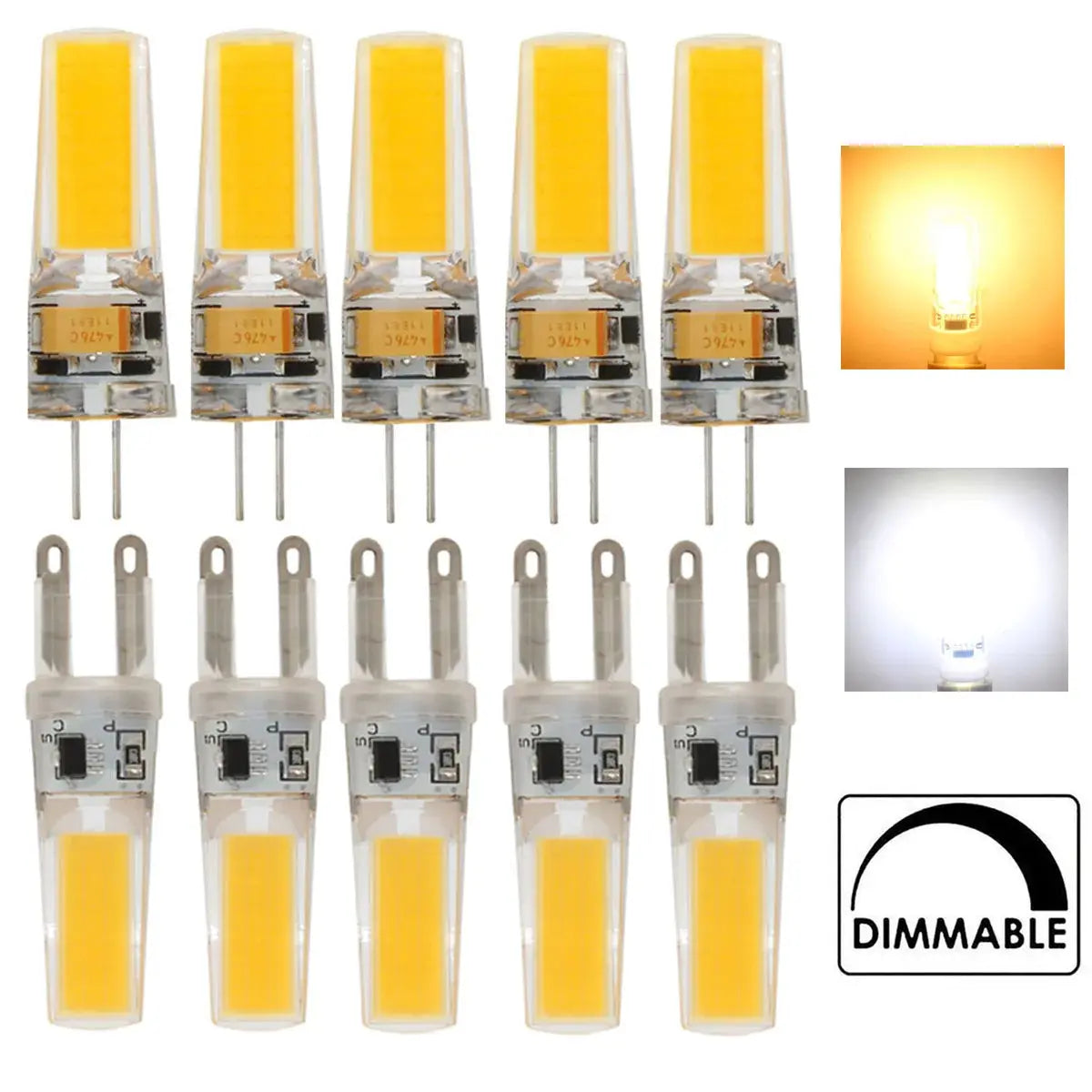 5Pcs Dimmable G4 G9 COB LED Light Bulbs 12V 220V Volt 3W 6W Lamp Replace 40W Incandescent Halogen Chandelier Lighting Decorative Lighting Depot