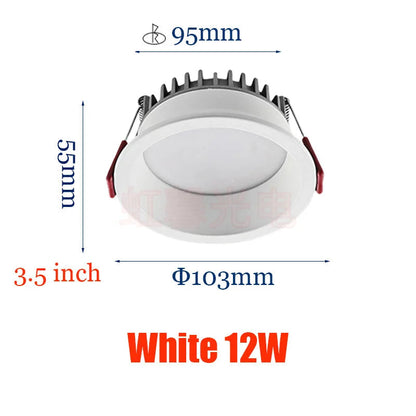 Dimmable Recessed LED Downlights Anti-Glare Ceiling Lights 9W 12W 15W 20W Background Spotlights AC85~265V Bedroom Kitchen Foyer Lighting Depot