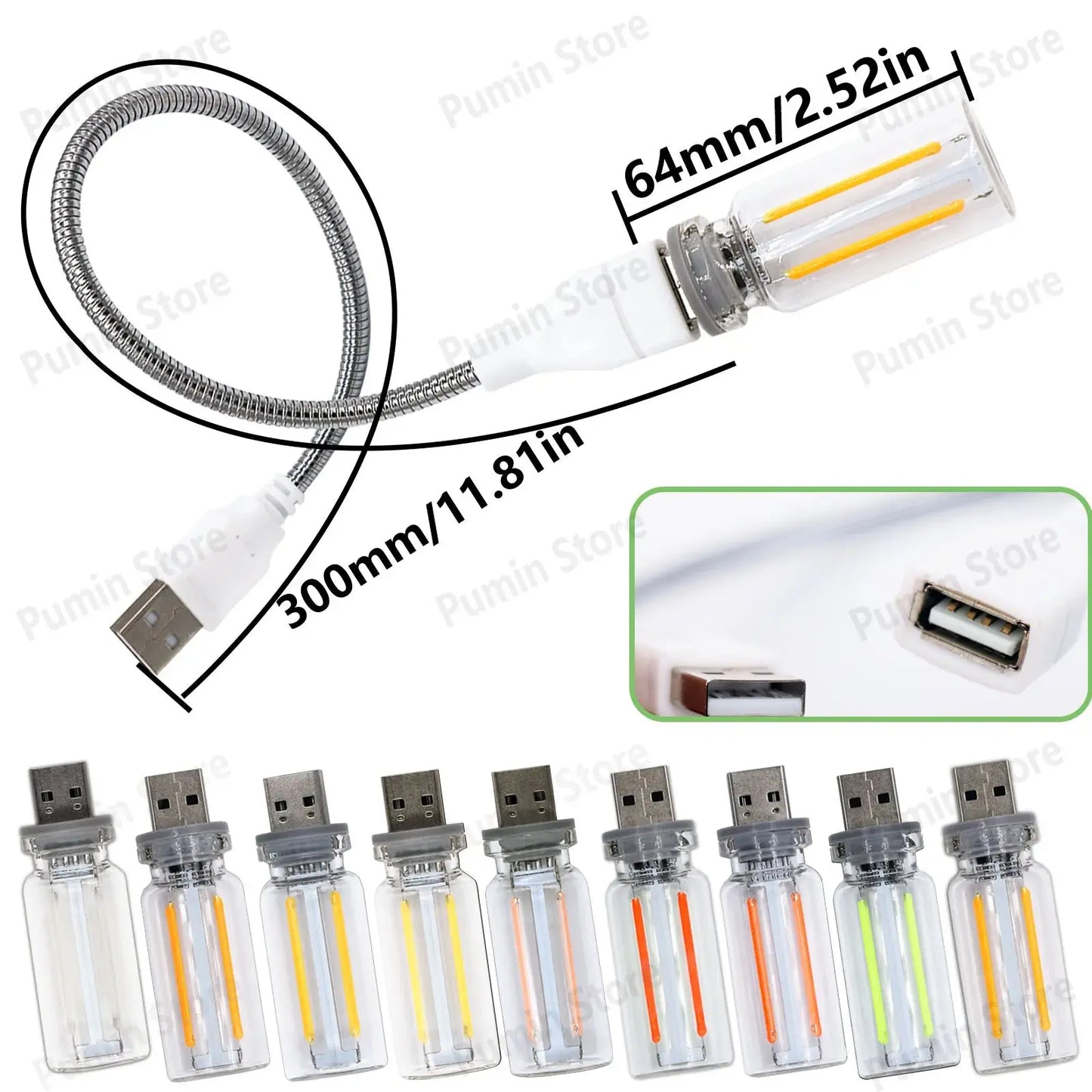 LED Night Light A set of Light Bulbs USB Bendable Night Light USB Metal Hose And Night Light Bulb Purple Pink Blue Green Lighting Depot