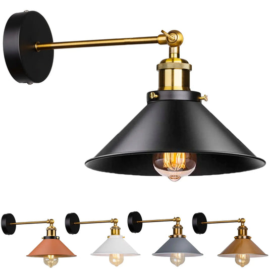 Retro Black Color Loft Industrial Wall Lamps Vintage Bedside Wall Light Metal  Lampshade E27 Edison Bulbs 110V/220V Lighting Depot