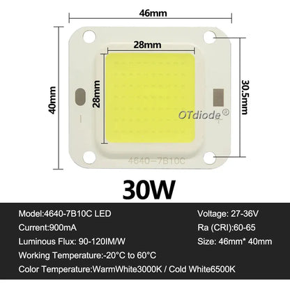 LED COB Chip 70W  50W 30W20W 10W 36V Backlight Diode Lamps Cold White Warm White LED Matrix For DIY Flood Light Bulbs Spotlights Lighting Depot