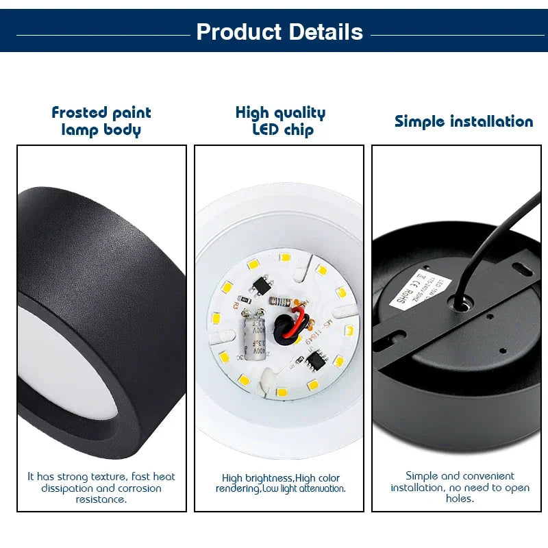 LED Downlight 9W 12W 15W 18W Surface Ceiling Lamp AC 220V 230V Round LED Panel Down Lights Spotlight For Living Room Lighting Lighting Depot