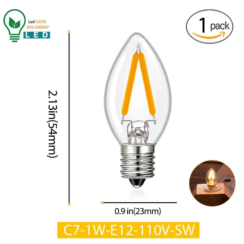 Edison Led Candle Bulb  E12 E14 110V 220V Dimmable C7 C7G T20M T22F T22G 0.5W 1W For Home Decor LED Lighting Lamp Ampoule Lights Lighting Depot