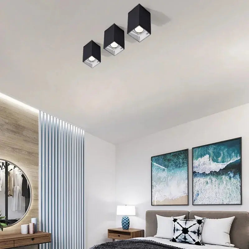 Square Surface Dimmable LED COB Downlight spotlight 7W10W 15W 18W AC110V 220V indoor lighting No opening LED Ceiling Spot lights The Lighting Depot