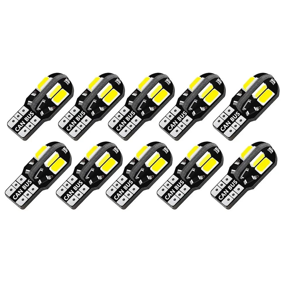 10x W5W T10 LED CANBUS No Error 5W5 12V 5W 600Lm Super Bright Car Interior Side Light 194 3030 SMD Auto Bulb White Amber Red Lighting Depot