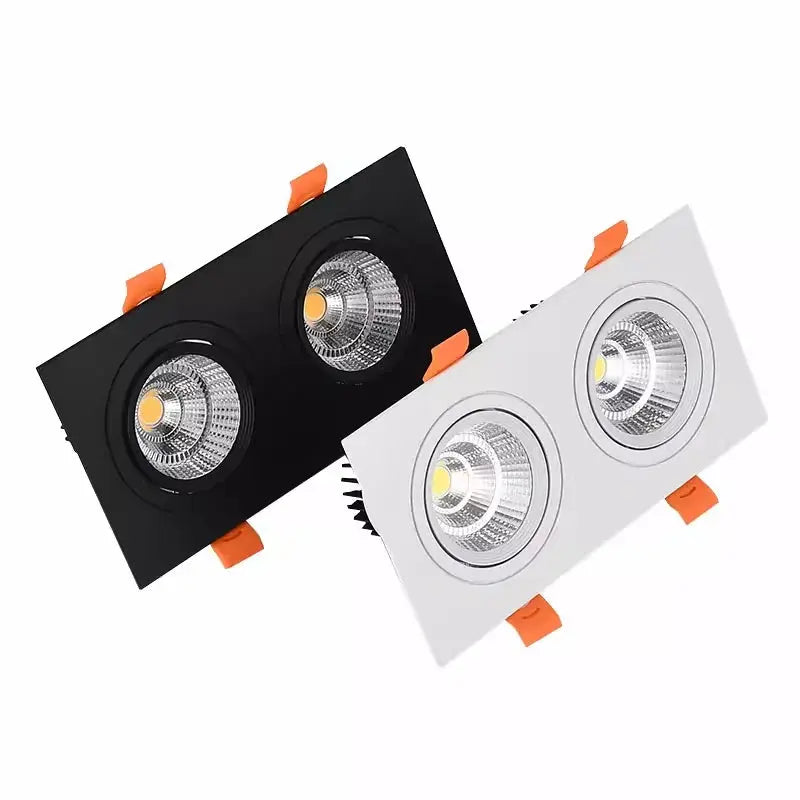 Epistar Chip Double Head Recessed Dimmable LED Downlights 20W 24W 30W COB Ceiling Lamps Spot Lights AC90-260V Indoor Lighting The Lighting Depot