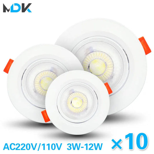 10pcs LED downlight 5W 7W 9W 12W Angle adjustable ceiling light spotlights 3W rotating AC220V 110V indoor lighting Lighting Depot