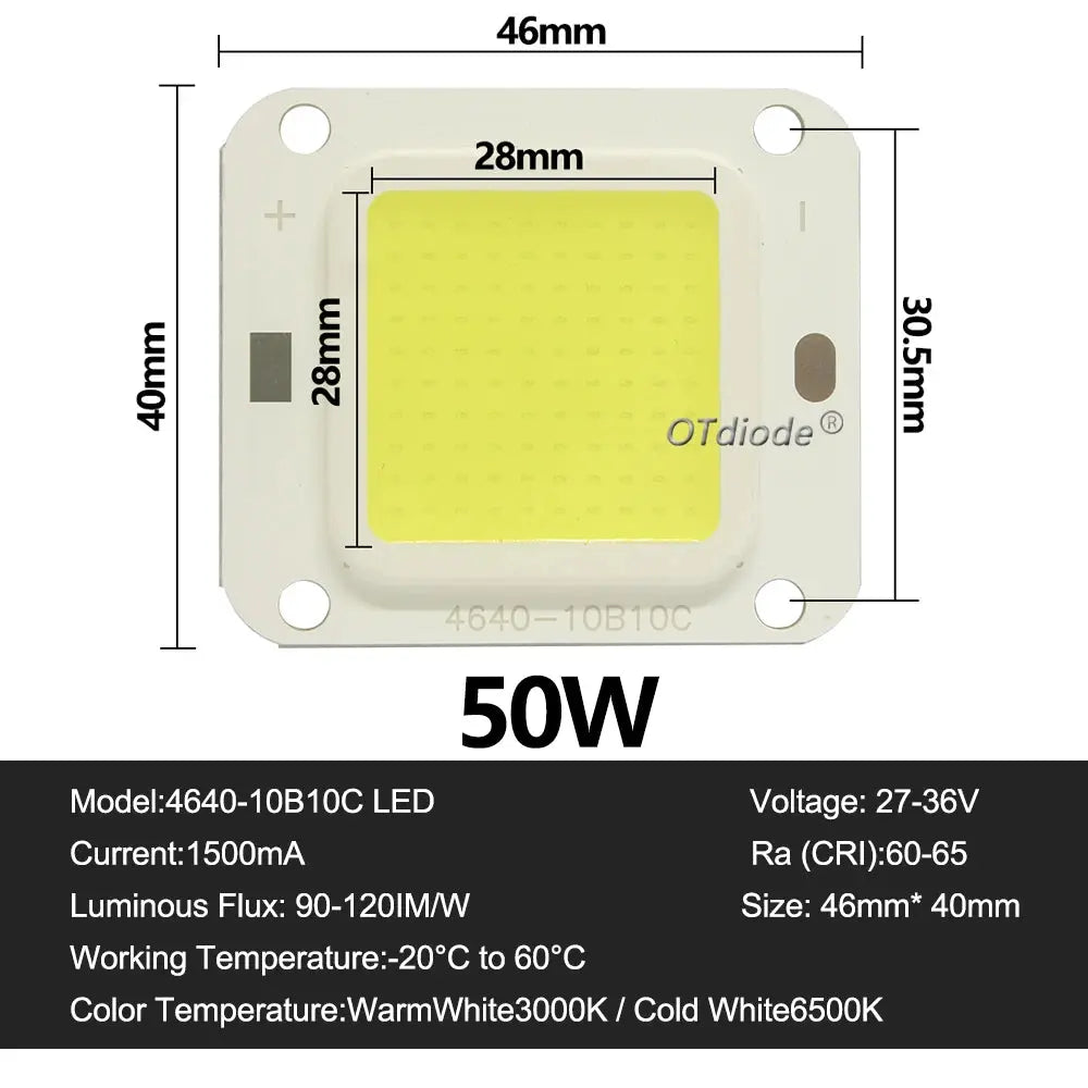 LED COB Chip 70W  50W 30W20W 10W 36V Backlight Diode Lamps Cold White Warm White LED Matrix For DIY Flood Light Bulbs Spotlights Lighting Depot